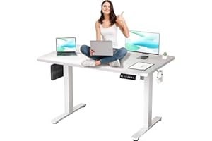 NICECOZY Electric Standing Desk Adjustable Height, 48 x 24 Inch Stand Up Desk, Sit Stand Desk with Splice Board for Home Office Computer Workstation, White