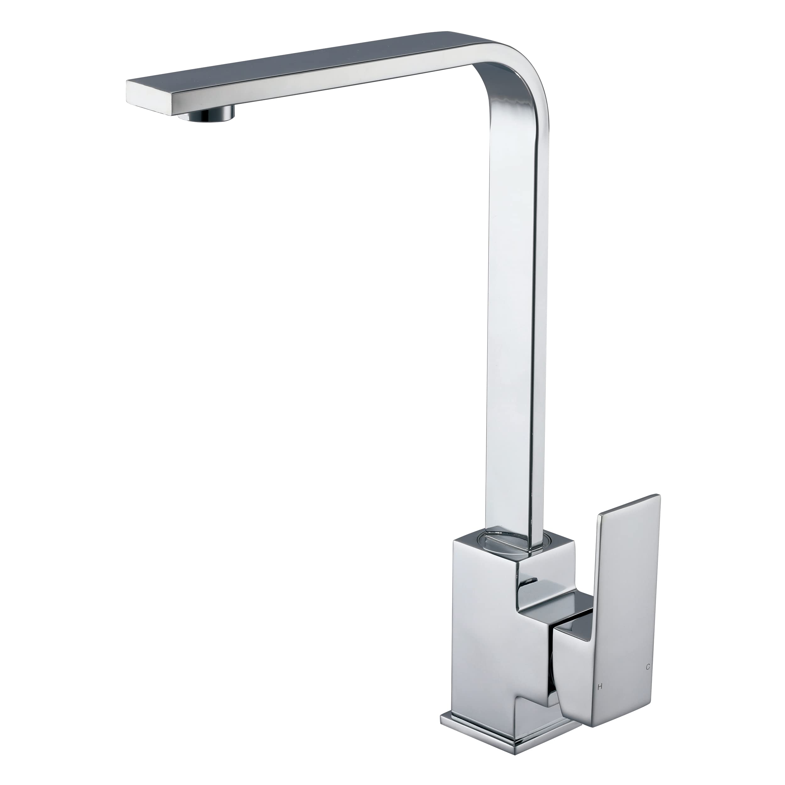 Peppermint Square Kitchen Tap Modern Kitchen Mixer Taps Chrome Monobloc Sink Mixer Tap for Contemporary Kitchens Stainless Steel Single Lever Faucet with Square Base