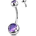 OUFER Belly Button Rings Surgical Stee, Internally Threaded Belly Rings, 14G Belly Piercing Jewelry, Belly Button Rings, Navel Piercing Jewelry For Women Men