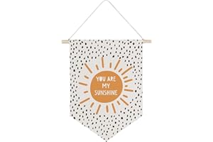 QODUNG You are My Sunshine Banner,Nursery Decor,Modern Kids Room Decor,Canvas Hanging Pennant Wall Flag for Baby Girl Baby Boy Nursery Teen and Kids Room