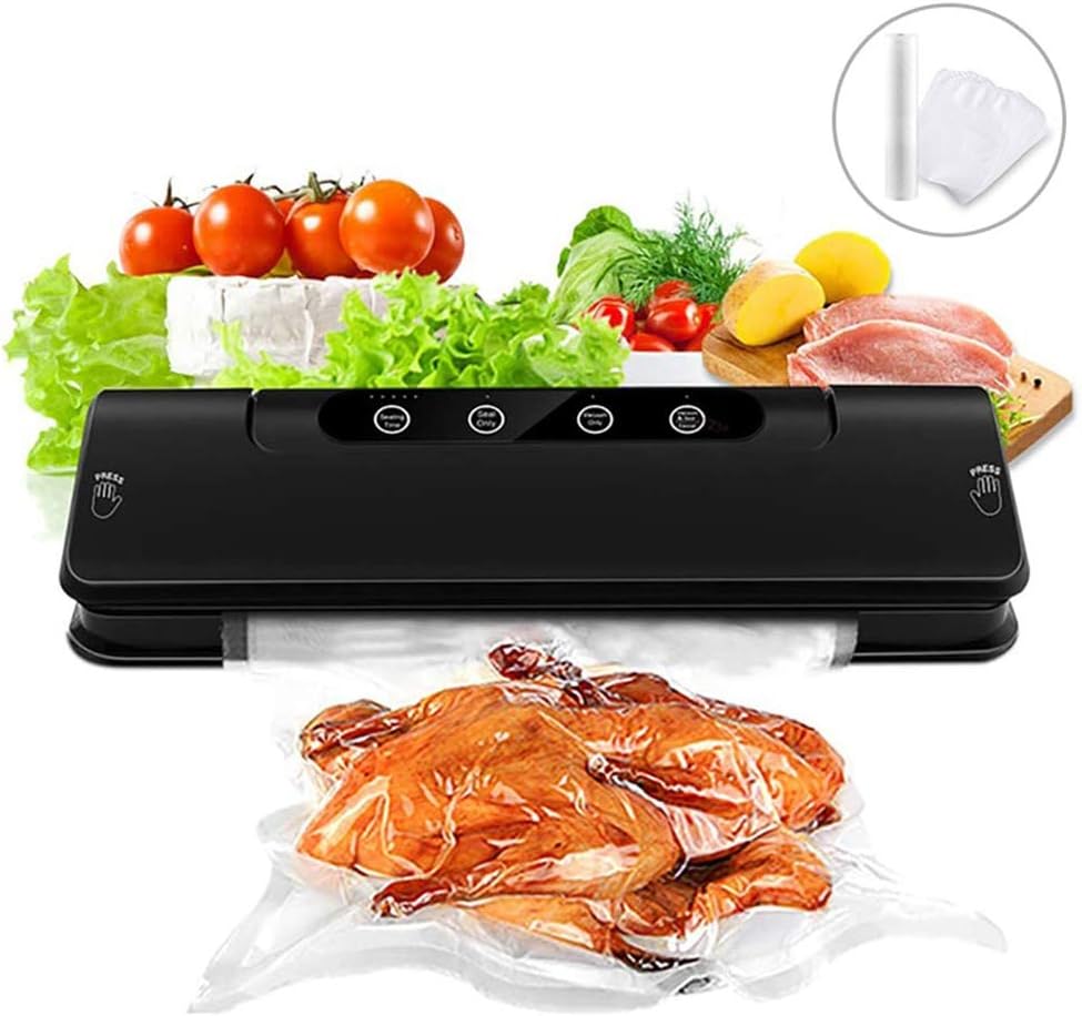 HLDWXN Vacuum Sealer Machine, One-Button Food Sealer Vacuum Packing Machine with Dry & Moist and Gear Adjustment Function Food Modes for Vacuum Packer Package for Kitchen