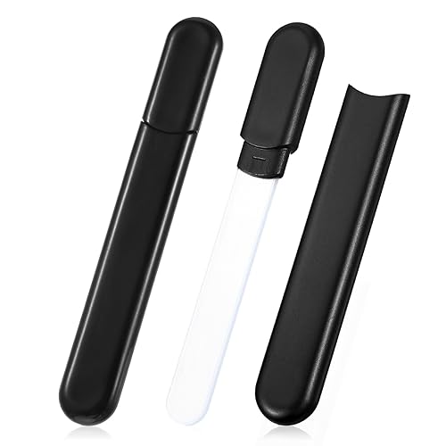 2 Pack Glass Nail Files & 4-Way Buffer | Professional Manicure Set for Shaping, Smoothing, Polishing to High Shine | Gentle on Natural Nails, Reusable with Protective Case