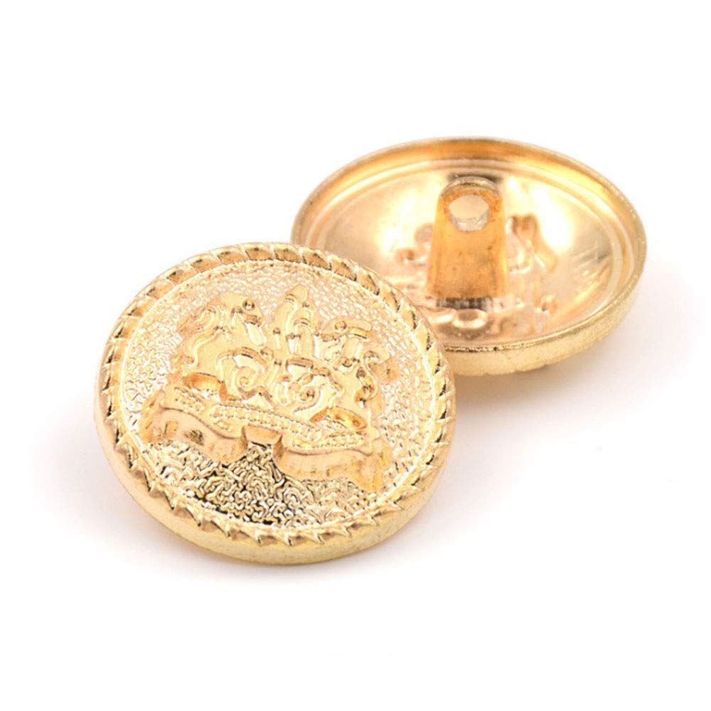 10PCS Clothes Buttons - Fashion Sewing Button Round Shaped Metal Button Set for Blazer, Coat, Uniform, Shirt, Suit and Jacket (Gold, 11.5mm)
