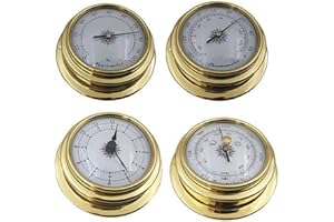MOMOJIA 4 Inches 4 PCS/set Thermometer Hygrometer Barometer Watches Clock Zirconium Marine for Weather Station