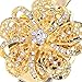 Cosmos 1 Pair Curtain Tieback Flower Curtain Clips Buckle Tie Backs Holder with Artificial Crystal and Stretchable Wire Rope for Home Office Bedroom Decoration (Golden Tone Color)