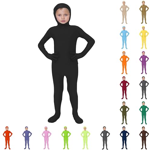 Cocila Halloween Costumes Kids Unisex Black Fancy Dress Morphsuit Costume Cosplay Black Second Skin Full Body Suit for Boys Solid Morphsuits