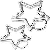 Isslly 2 PCS Star Carabiner, Zinc Alloy Heavy Duty Star Shaped Keychain Clip with 2 Sizes, Carabiner Clip for Camping, Hiking, Fishing