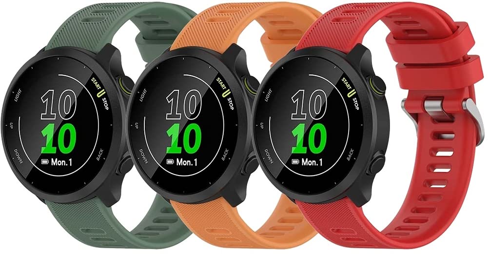 compatible with Garmin Vivoactive 3 / Venu/Venu 2 plus/Forerunner 158 / Forerunner 55 Watch Strap, Soft Silicone Replacement Bands (3-Pack J)