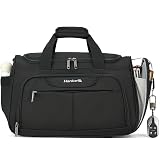 Hanke Small Travel Duffel Bag, Under Seat Carry On Personal Item Bag with 11 Pockets, Lightweight Water Resistant Foldable Weekender Bag with Trolley Sleeve for Travel Gym Daily Use（Black）