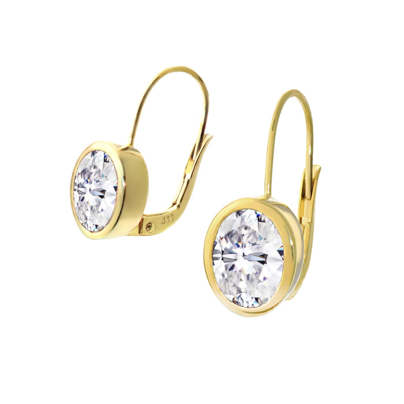 NKlaus pair of cubic zirconia earrings gold yellow gold drop earrings Brisur oval 9225
