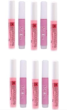 Style Craze Strong Adhesive Nail Glue for False Acrylic Rhinestone Beauty Gems Makeup Gel Tips Nail Art Tool (Pink, 2 g Each) Pack of 10