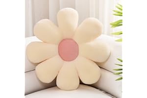 ZAKUN Flower Pillow, Daisy Pillow Flower Shaped Pillows 15.7" Cute Flower Floor Pillows Seat Cushion, Plush Flower Pillows Decorative Throw Pillows for Sofa Couch Bed, Beige