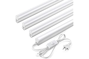 PAKLIGHTING Pak 4FT LED Shop Lights, 2300LM 6500K Cool White, 20W Energy Efficient Linkable Ceiling and Under Cabinet Lighting, T5 Integrated Utility Fixture for Garage, Workshop, Basement, FCC Certified, 4 Pack