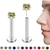 Sliver Birthstone Nose Stud, 3mm Stainless Steel Earrings Tragus Piercing Jewelry