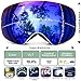 Juli Ski Goggles,Winter Snow Sports Snowboard Goggles with Anti-Fog UV Protection Interchangeable Spherical Dual Lens for Men Women & Youth Snowmobile Skiing Skating Blue
