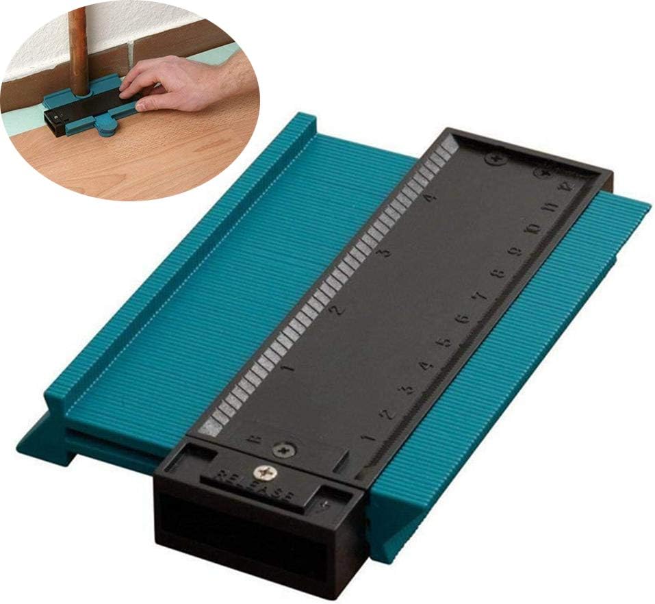 Contour Gauge 5 Inch Duplicator Profile Measuring Tool Plastic Multifunctional Tiling Laminate Tiles General Tools Wood Marking Tool (Green)