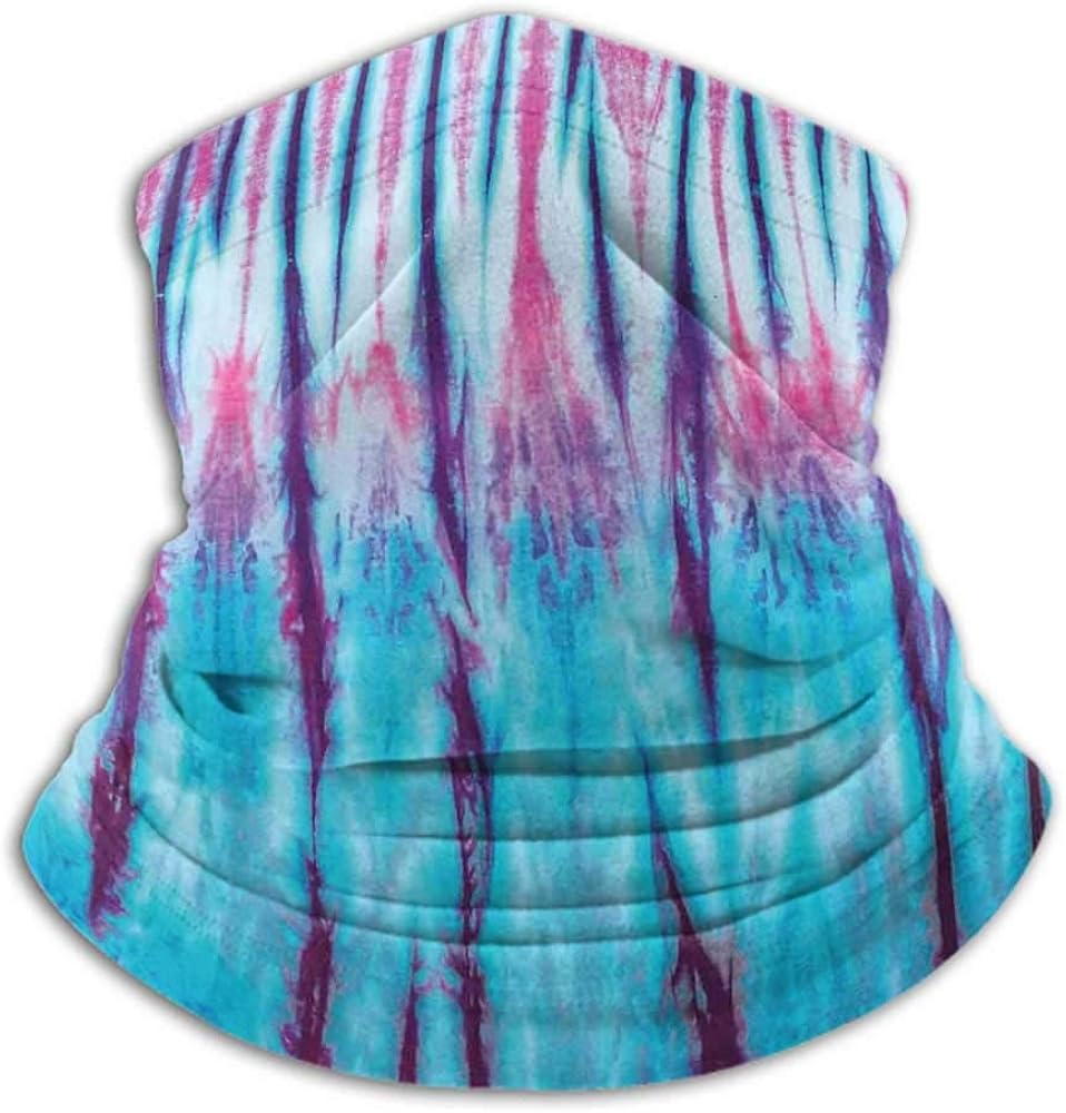 Face Cover Tie Dye Decor for Men Women Outdoors/Festivals/Sports Close Up Vertical Gradient Tie Dye Figures Hippie Alter Life Retro Artwork Blue Pink