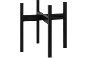 FaithLand Mid Century Plant Stand Indoor Outdoor (EXCLUDING Plant Pot), Metal Planter Stand, Potted Plant Holder, Black, Hold Up to 6.5 Inch Planter