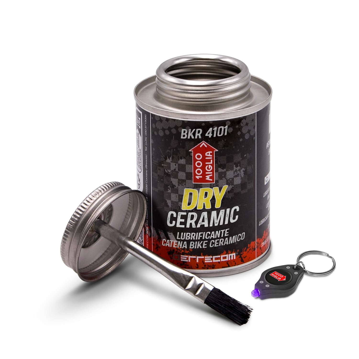 Errecom 1000 Miglia BKR 4101 CERAMIC DRY Lube Bike Chain for Dry and Dusty Weather Conditions - 240 ml, fluorescent and scented formula, All-In-One Can, Brush included