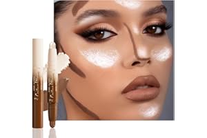 FeiCuiYun Dual-Ended 2-in-1 Cream Contour & Highlighter Stick Makeup For Face & Body – Waterproof, Long-Lasting, Suitable for All Skin Tones, 05#Nuetral Nude + Silver Shimmer