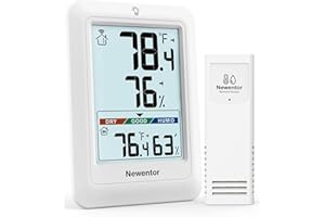 Newentor Indoor Outdoor Thermometer Wireless, Remote Temperature Monitor Hygrometer, Outside Inside Thermometers with Comfort