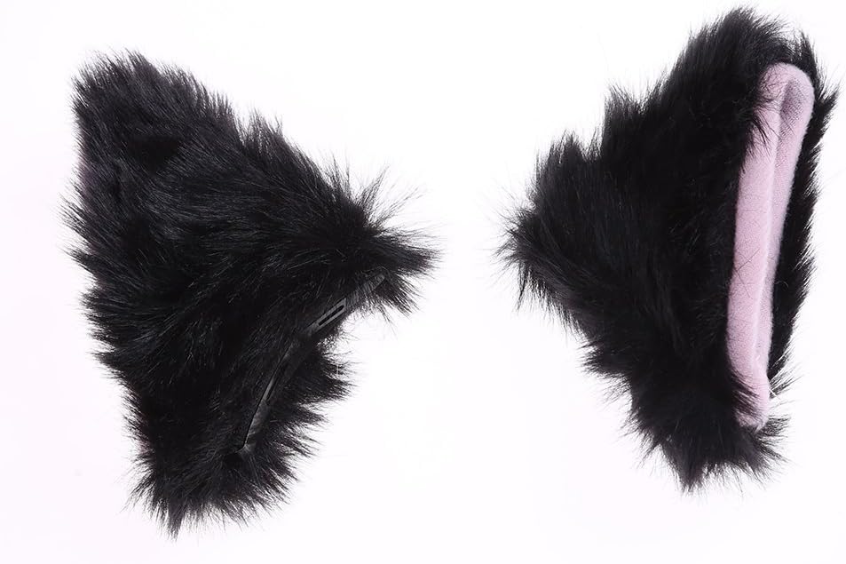 Lalang Cat Ears Hair Clip Cosplay Party Hair Accessories (Black)