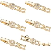 DICOSMETIC 6Pcs Foldover Extension Jewelry Clasps Cubic Zirconia Jewelry Extender Clasps Real 18K Gold Plated Brass Necklace Clasp Small Fold Over Clasp for DIY Bracelet Making