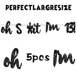 Oh I’m 14! Banner Backdrop Glitter Black Hallo