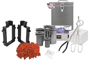 PMC SUPPLIES LLC Deluxe QuikMelt Tabletop Furnace Sand Cast Set 5 Lbs Petrobond, Flanges, Tongs, Crucibles, Mold, Parting Powder, Flux Melt Metals