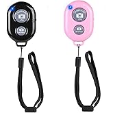 Cellphone Remote Shutter for Smartphones and Tablets, AOQIYUE Wireless Camera Remote Control Compatible with iPhone/Android Cellphone Wrist Strap Included (Black+Pink)