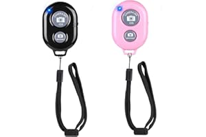 ESZKOZTA Cellphone Remote Shutter for Smartphones and Tablets, AOQIYUE Wireless Camera Remote Control Compatible with iPhone/Android Cellphone Wrist Strap Included (Black+Pink)