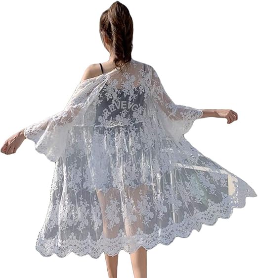 Amazon Zhongjue ジュージェン レディース ロング カーディガン 薄手 長袖 ゆったり 白 カーディガン レース フェミニン かわいい 日焼け止め Uvカット 冷房対策 Freesize白 カーディガン ボレロ 通販