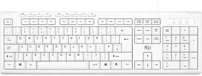 Rii RK907 USB Wired Keyboard Full Size UK Layout White
