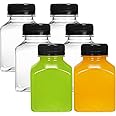Moretoes 6pcs 8oz Plastic Juice Bottles with Caps, Clear Empty Reusable Water Bottles, Disposable Beverage Containers Bulk for Juicing Smoothies Turmeric Juice Milk and Other Beverages