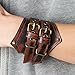 HZMAN Men's Alloy Genuine Leather Belt Leather Buckle Bracelet Cuff Adjustable (Crimson)
