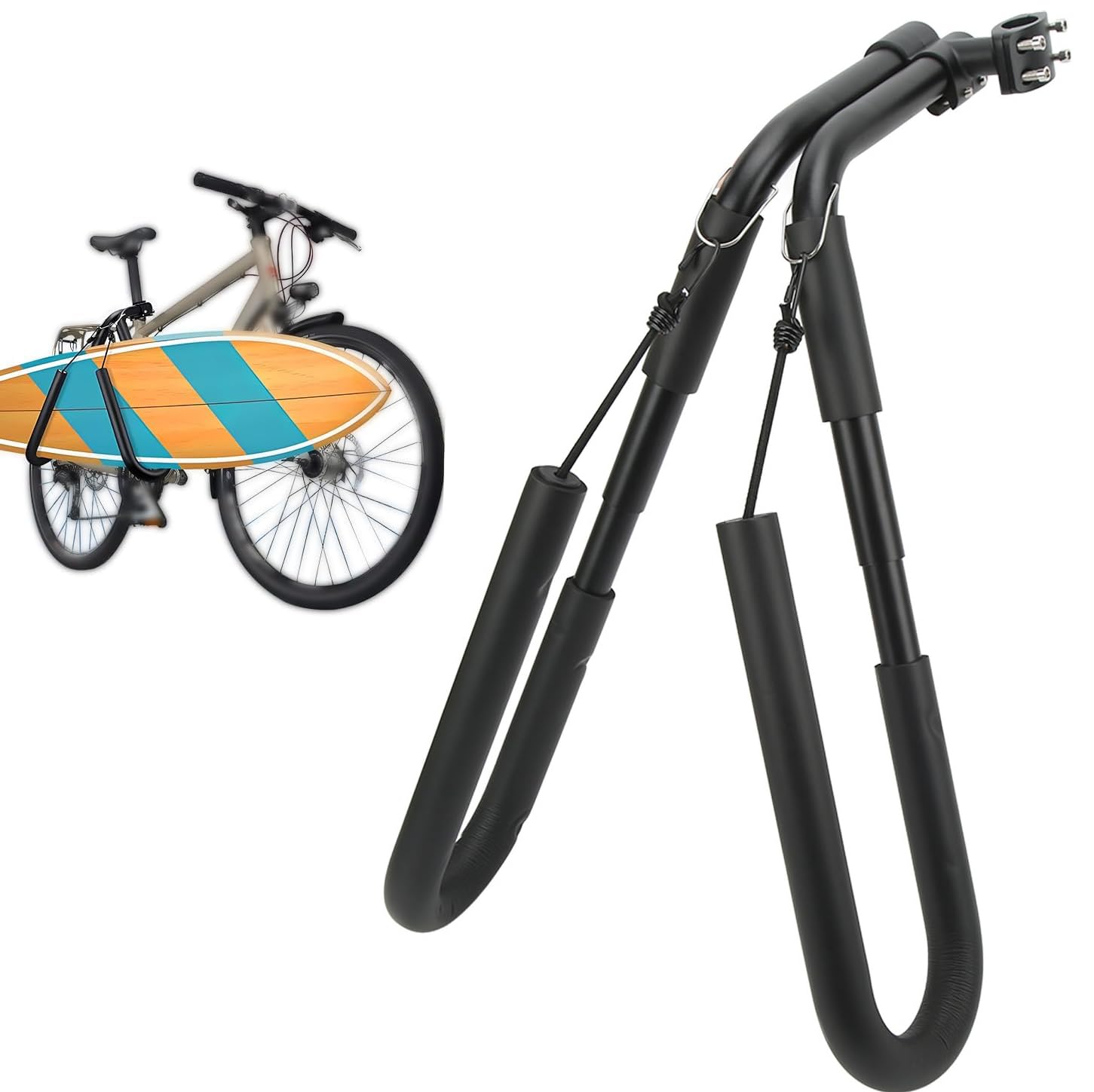 KENANLAN Surfboard Rack Bicycle Carrier Rack Professional Heavy Duty Removable Surfboard Hanger for Road Bikes Mountain Bikes Black