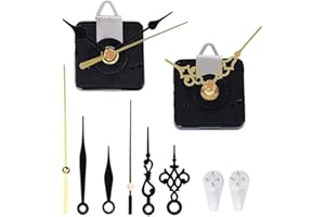 HILLHOME 2 Pack Non Ticking Wall Clock Movements Mechanism with 4 Pairs of Short Hands Quartz Motor Kit Battery Operated DIY Repair Parts Replacement, 15/32 In Maximum Dial Thickness, 7/8 In Total Shaft Length