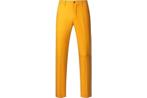 UNINUKOO Mens Dress Pants Slim Fit Solid Color Skinny Trousers Classic Business Casual Wedding Suit Pants