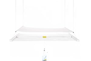 Höllsen Ceiling Mounted Pulley Drying Rack – Extra Large Aluminum Clothesline for Heavy Loads – Space-Saving Laundry Solution (64" x 23.6")