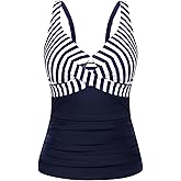 Hanna Nikole Tankini Tops for Women, Push Up Underwire Swimsuits, Removable Padded Bathing Suit Tops Only