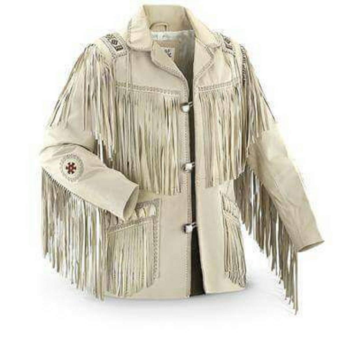 LEATHERAY Men's Fashion Western Genuine Cowboy Jacket Native American Wears Fringed & Beaded Jacket 