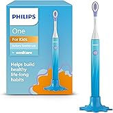 Philips One for Kids by Sonicare, Battery Toothbrush, for Kids Age 3+, with SmarTimer and QuadPacer for Thorough Clean, Lightweight and Colorful Handle, Quick Start Guide, Blue, Model HY1130/02