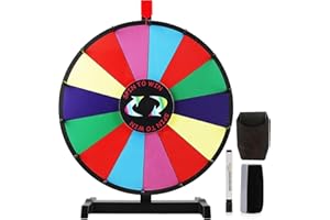 Hooomyai 24 Inch Tabletop Spinning Prize Wheel with 14 Slots Stable Base Stand Dry Erase Spin Wheel for Prizes Carnival with Dry Markers and Eraser for Trade Show