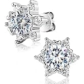 Moissanite Earrings Studs 925 Sterling Silver Earrings Six Claws Snowflakes Jewelry Brilliant Round Princess Cut Women's Earrings Hypoallergenic Earrings D Color VVS1 1CT-2CT