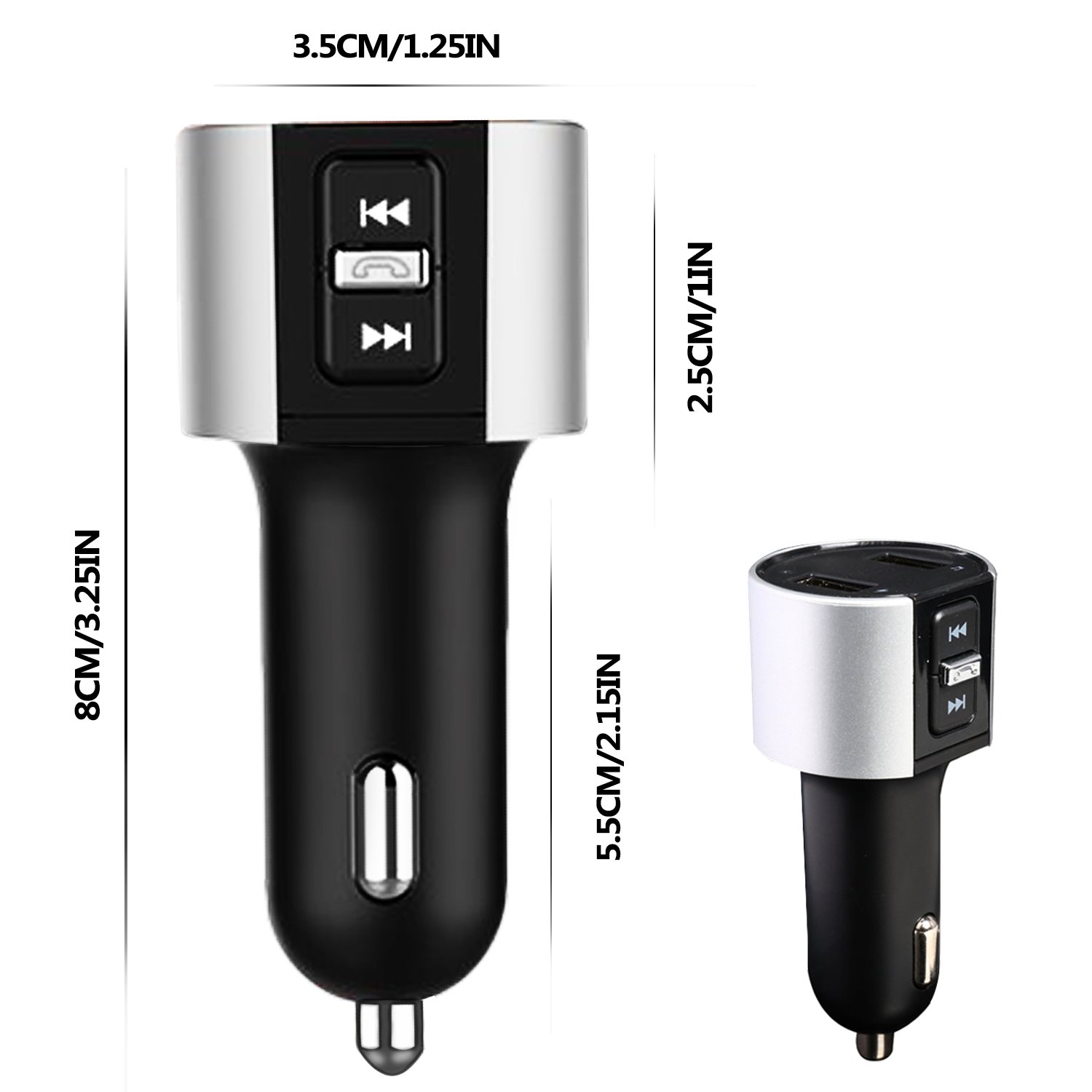FM transmitter,bluetooth Handsfree Car Kit,Wireless Radio Audio Adapter,Car MP3 Player with Dual USB Port Car Charger