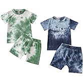 Coolago Baby and Toddler Boy Clothes Set 4-Piece, Cotton Tie-Dye Shirt & Shorts Summer Outfit 2-Pack