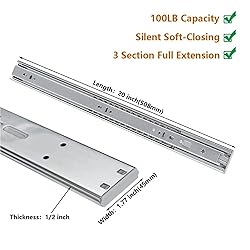 LONTAN 5 Pairs 20 Inch Soft Close Drawer Slides