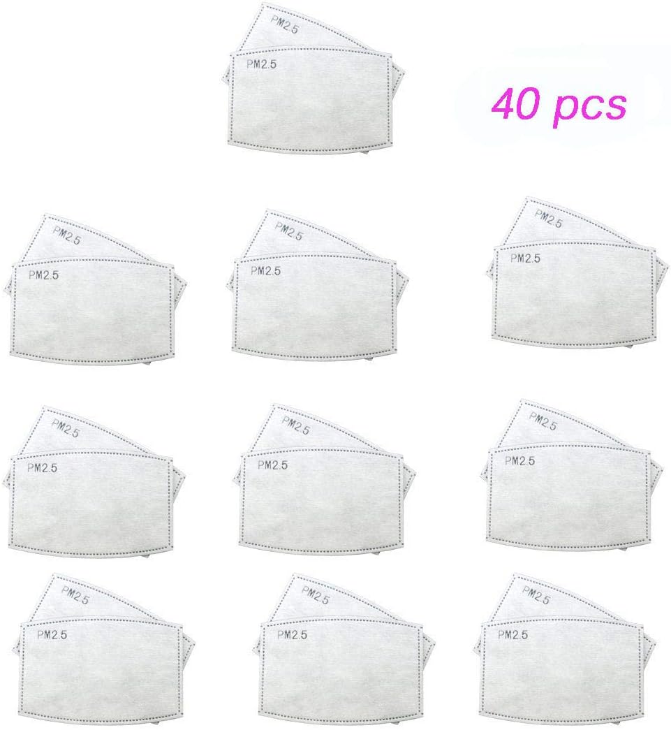 Childs kids PM2.5 N95 Activated Carbon Filter Face Mask 40 Filters Breathing Insert Protective Mouth Mask Filter