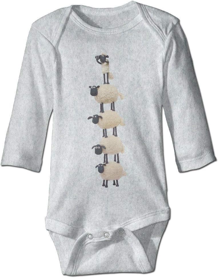 DJTB32rty Baby Kids 100% Cotton Long Sleeve Onesies Toddler Bodysuit Shaun The Sheep Climbing Clothes