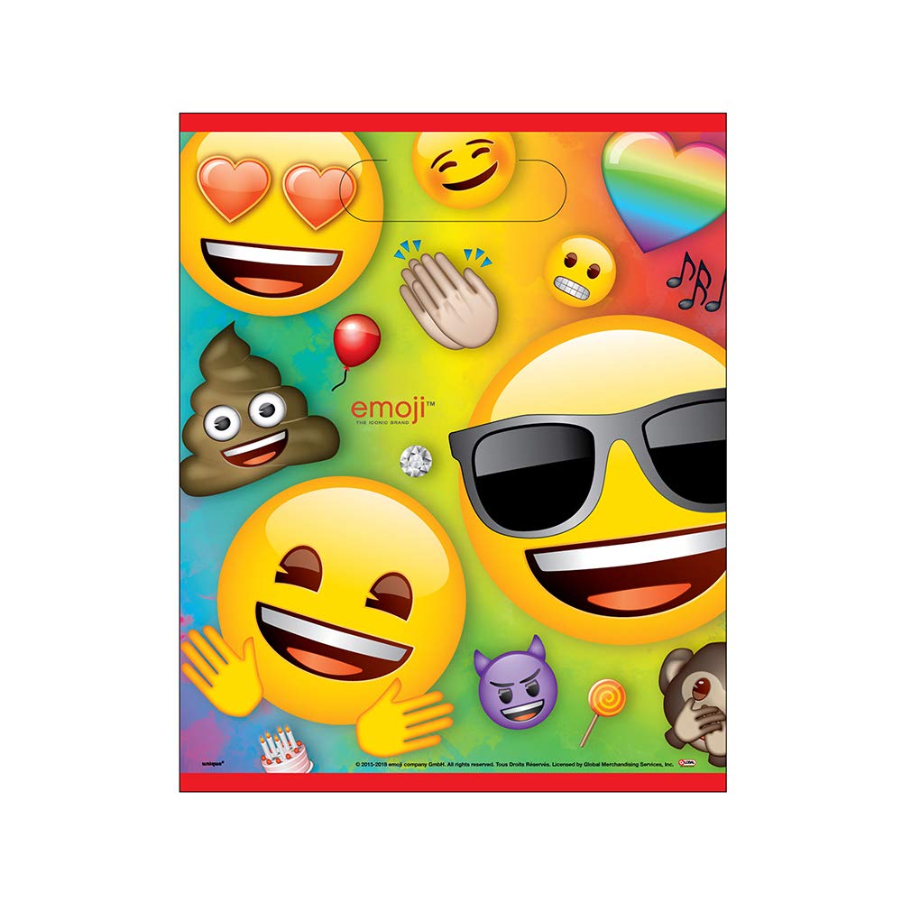 Vibrant Rainbow Fun Emoji Loot Bags (17cm x 27cm) - Perfect for Kids Parties & Celebrations - 8ct